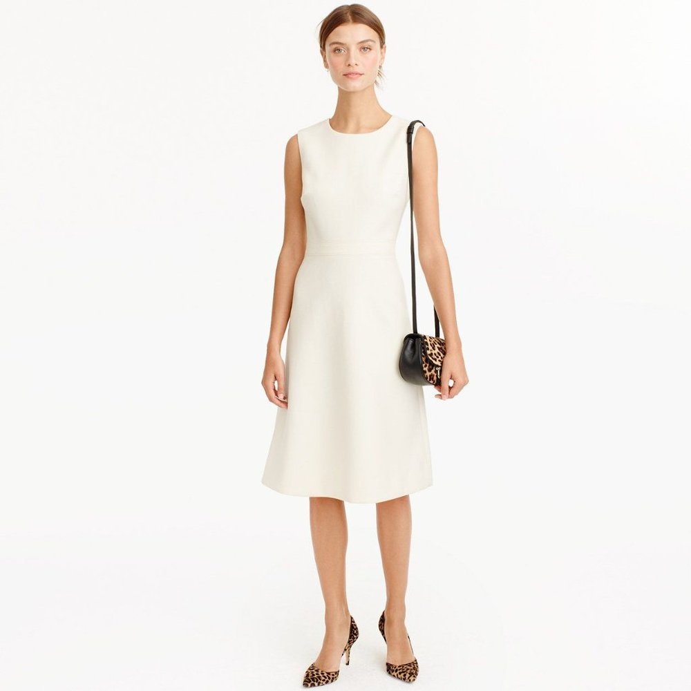 J. Crew A-Line Wool Dress in Winter White - Sz 4
